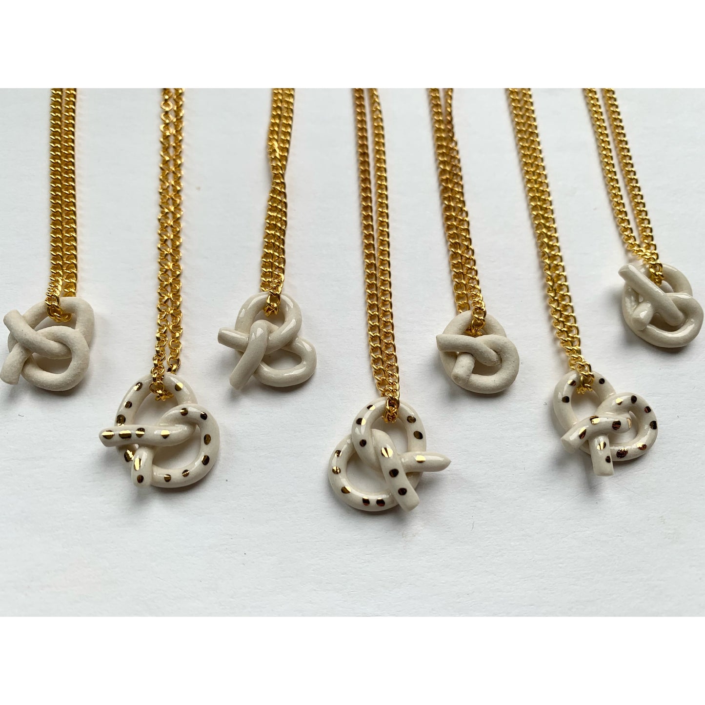 pretzel ceramic necklaces