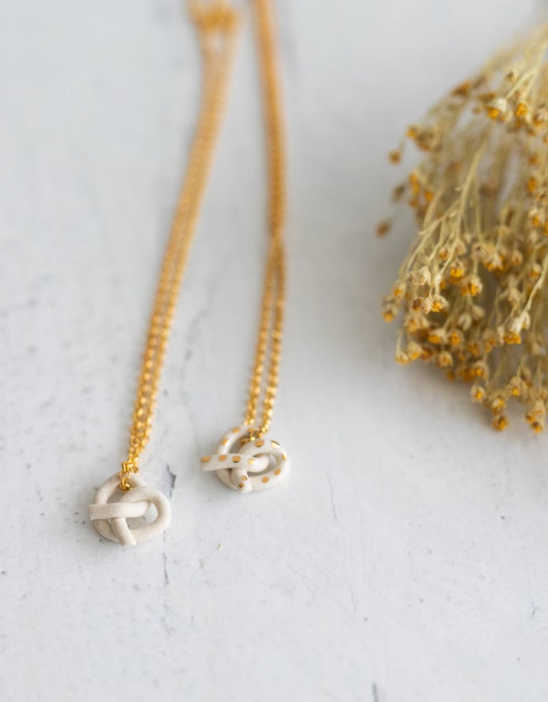 pretzel ceramic necklaces
