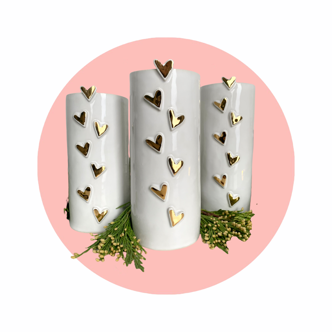 golden love notes vase