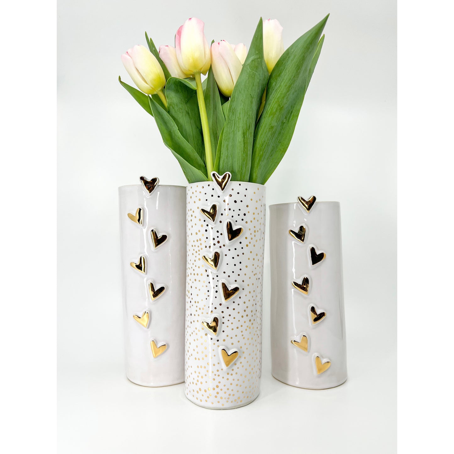 golden dotted love notes vase