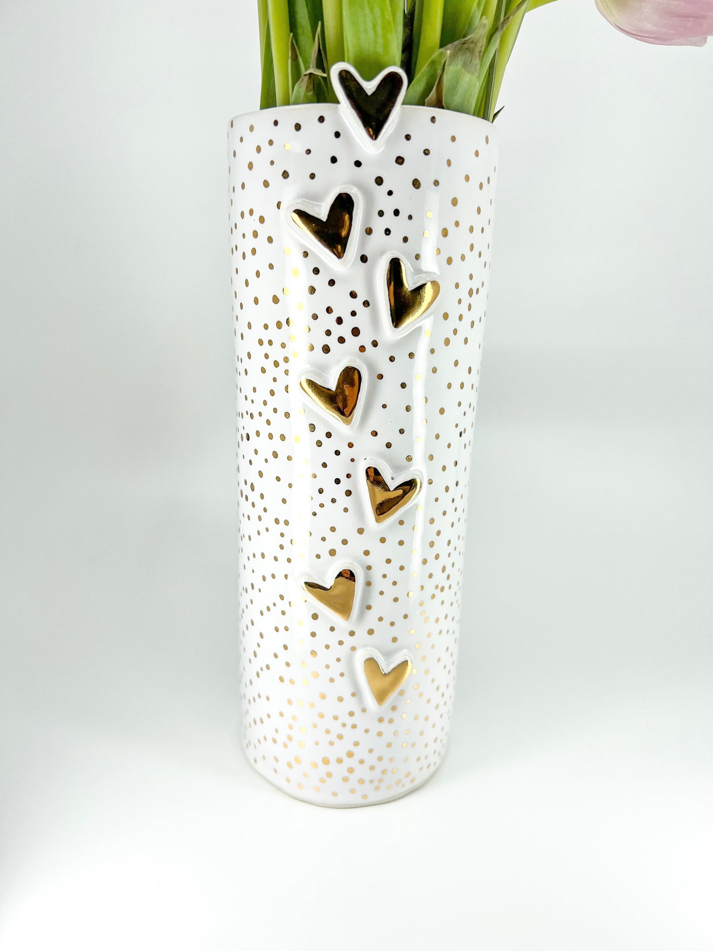 golden dotted love notes vase