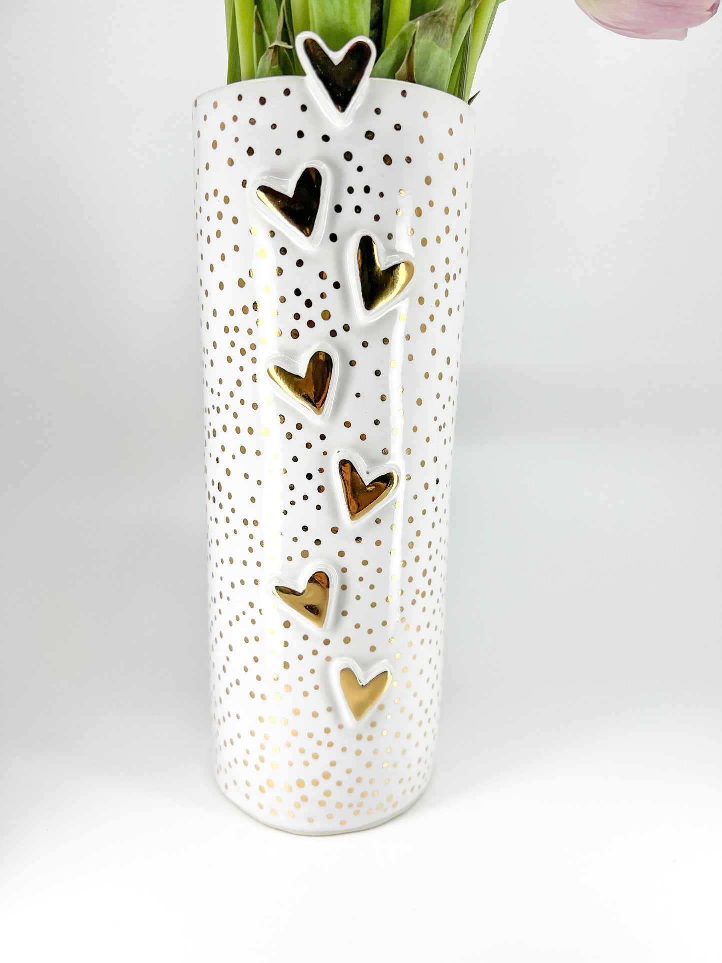 golden dotted love notes vase