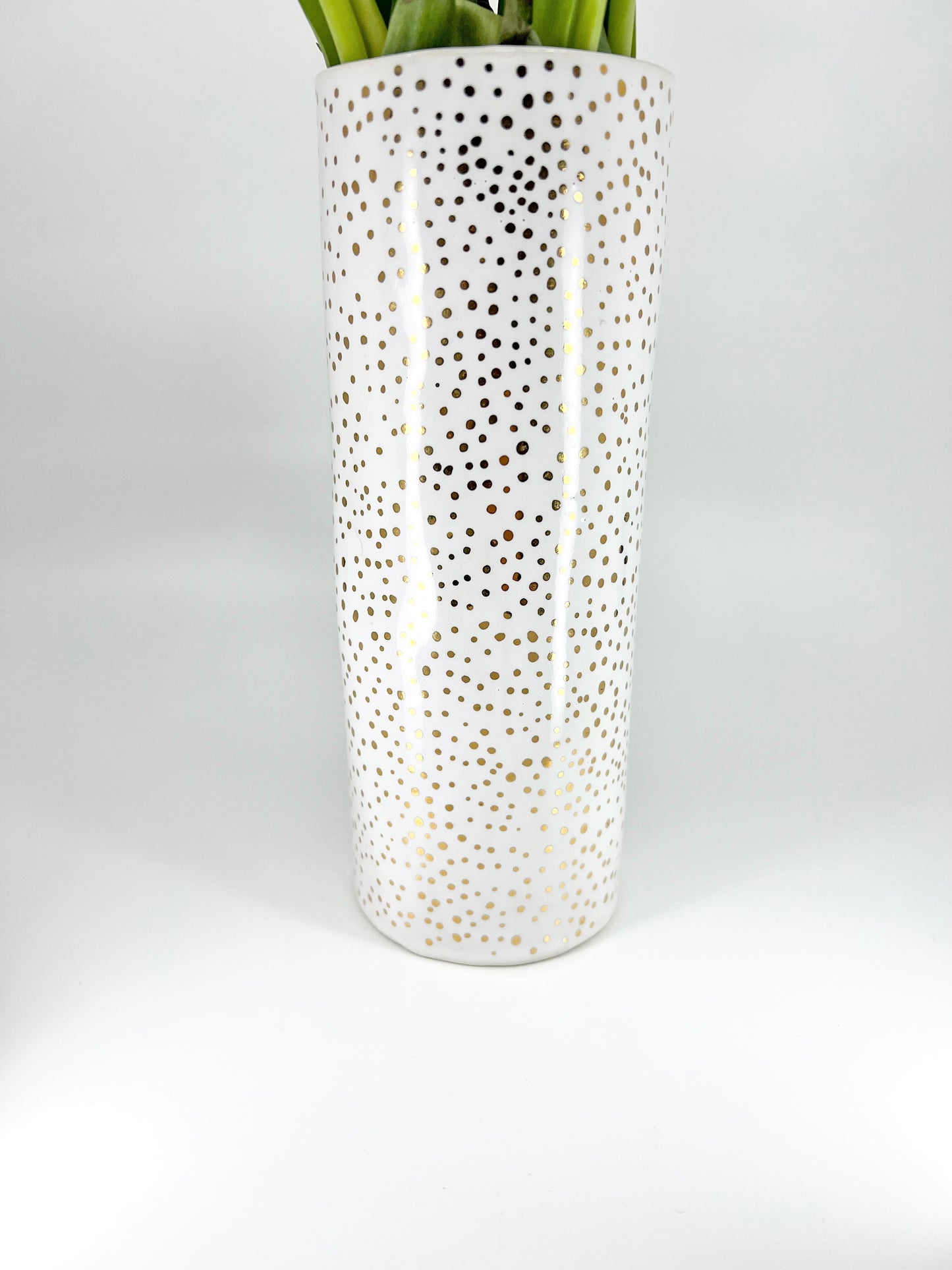 golden dotted love notes vase