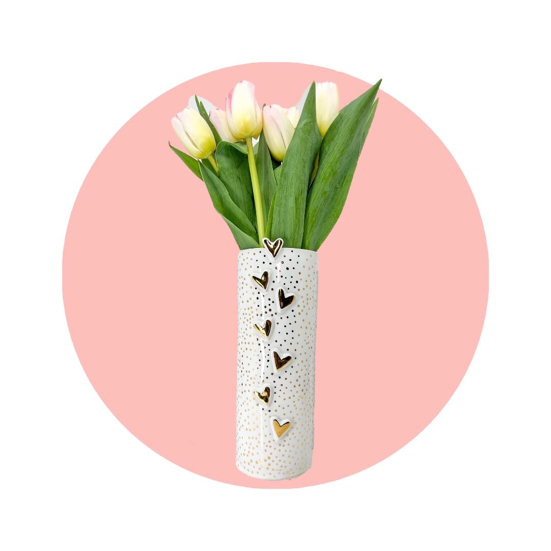 golden dotted love notes vase